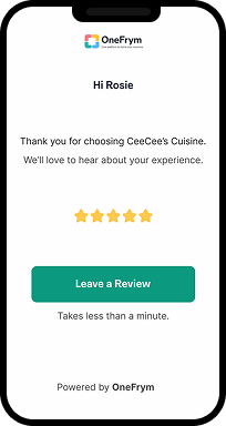 The review request a customer receives on their phone
